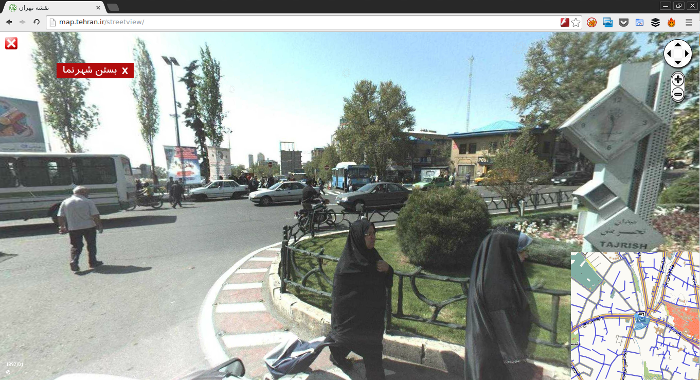 نقشه تهران نمای خیابان