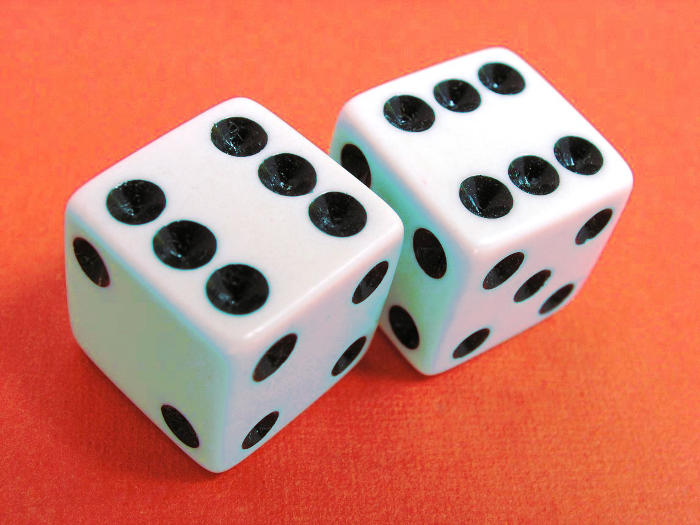 Lucky Dice showing a pair of sixes.